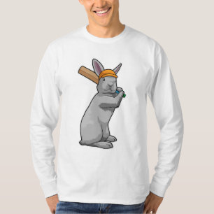 T-shirt Rabbit au cricket avec chauve-souris de cricket