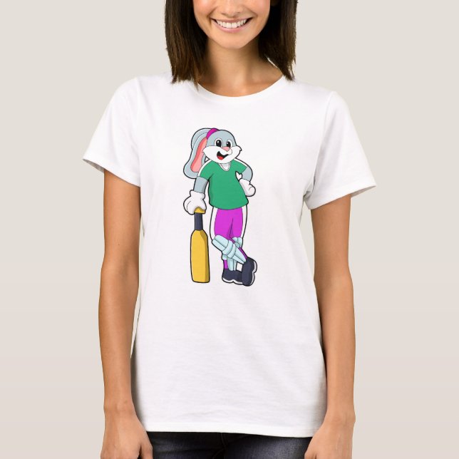 T-shirt Rabbit au cricket avec chauve-souris de cricket (Devant)