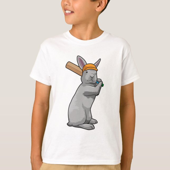 T-shirt Rabbit au cricket avec chauve-souris de cricket (Devant)