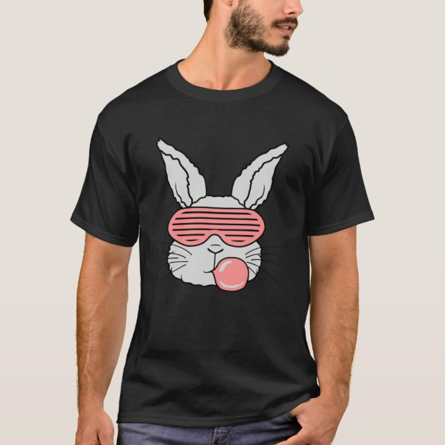 T-shirt Rabbit Bubble Gum Chewing Easter Bunny Cool Pink S (Devant)