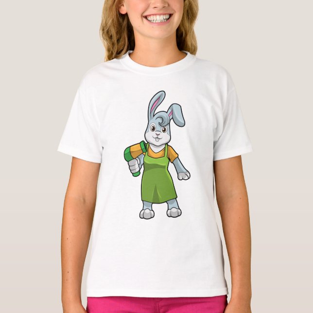T-shirt Rabbit comme coiffeur avec sèche-cheveux (Devant)