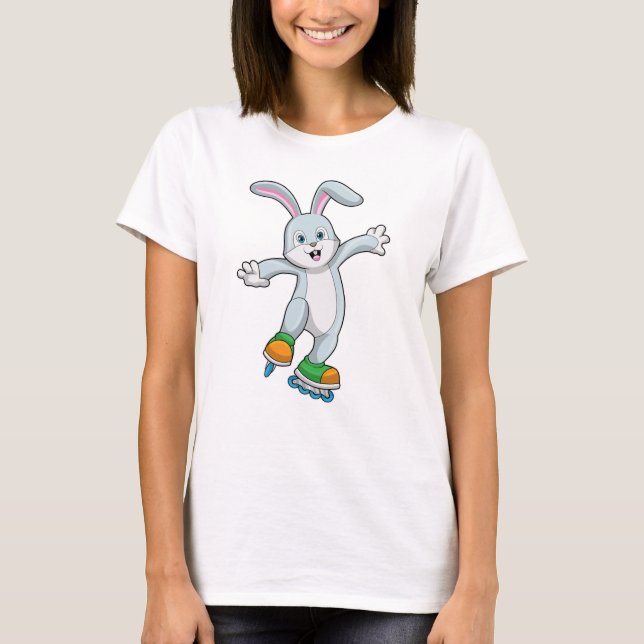 T-shirt Rabbit comme patineur avec patins en ligne (Devant)