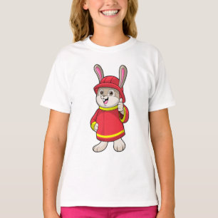 T-shirt Rabbit comme pompier avec casque