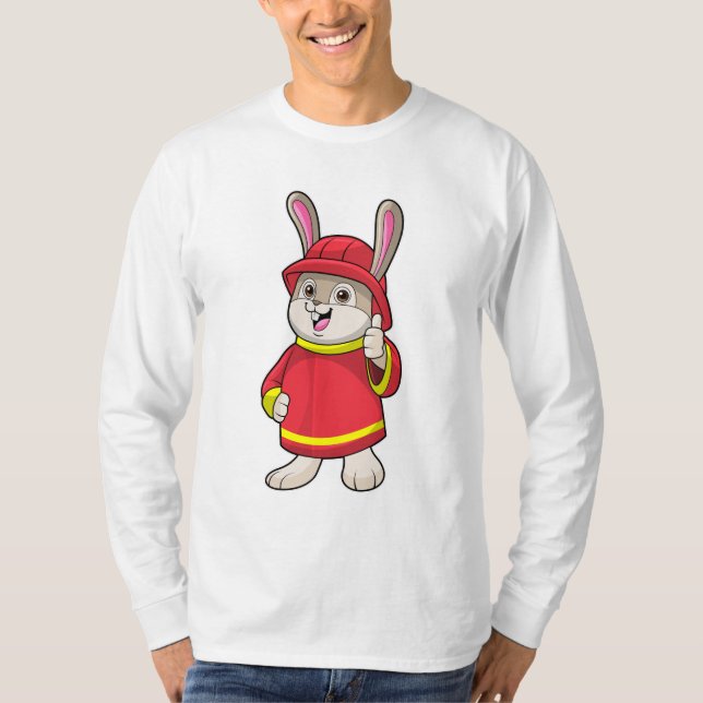 T-shirt Rabbit comme pompier avec casque (Devant)