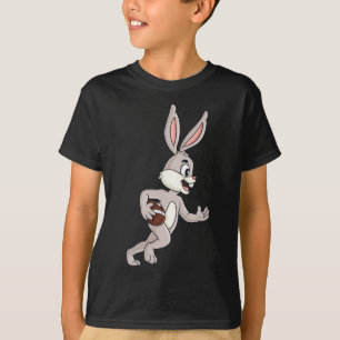 T-shirt Rabbit De Pâques Courir Avec Un Football Fun Boys