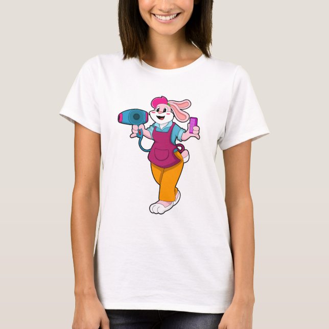 T-shirt Rabbit en coiffeur avec sèche-cheveux & peigne (Devant)