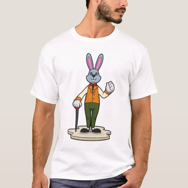 T-shirt Rabbit en Gentleman avec canne (Devant)