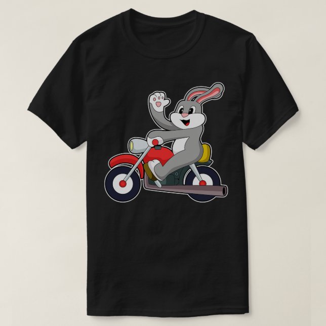 T-shirt Rabbit en vélo avec moto (Design devant)