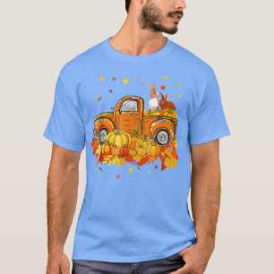 T-shirt Rabbit équitation Camion Citrouille Automne Feuill