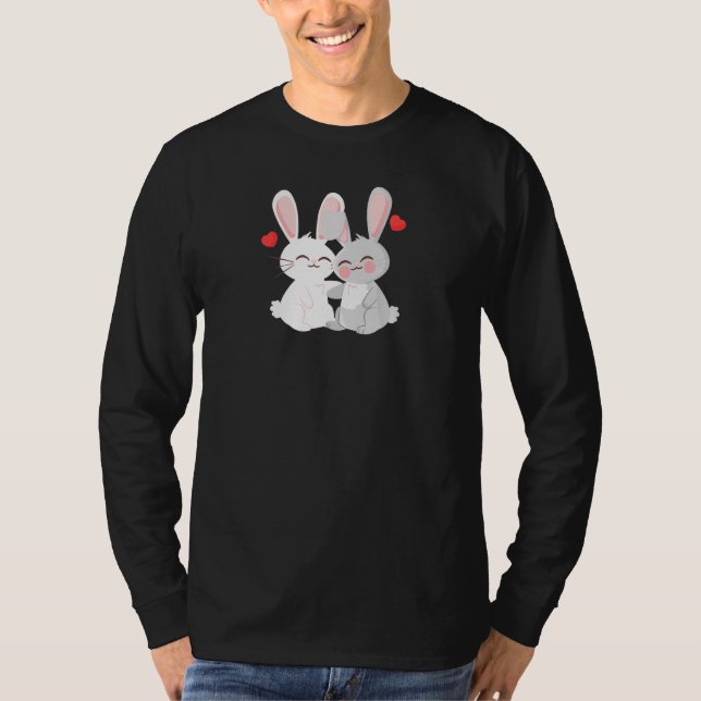 T-shirt RABBIT Mariage Anniversaire Fête de fiançailles Lu (Devant)