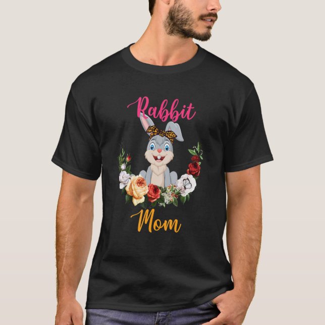 T-shirt Rabbit Mom Floral Rabbit Bow Tie Lover Mother's Da (Devant)