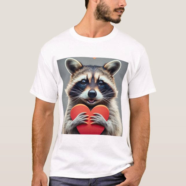 T-shirt Raccoon convivial avec coeur (Devant)