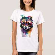 Raccoon dans casques et lunettes
