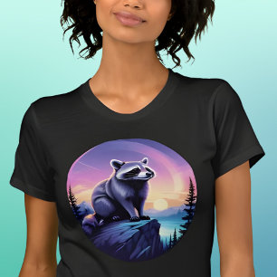 T-shirt Raccoon dans la forêt au coucher du soleil