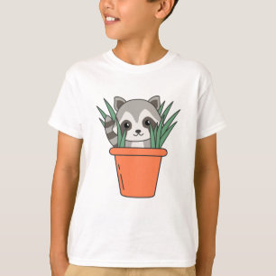 T-shirt Raccoon dans Pot Fleur Funny Raccoon Plantes