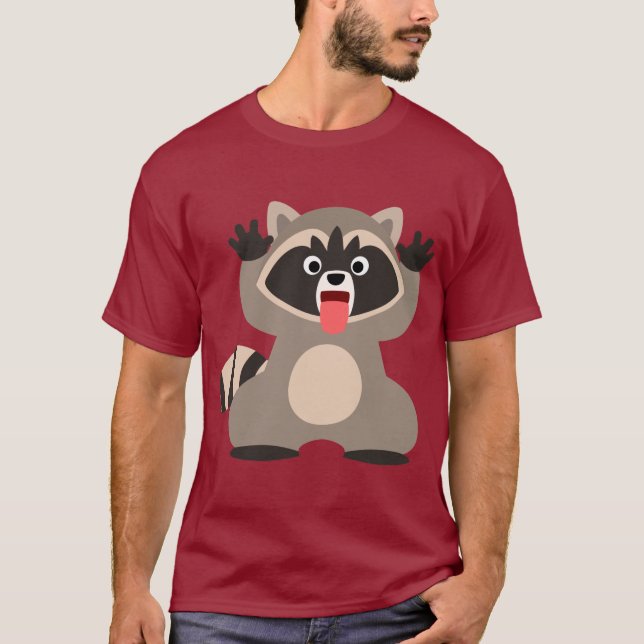 T-shirt Raccoon de caricature mignon Sticking Out Langue (Devant)