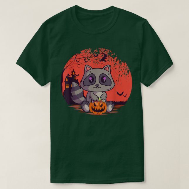 T-shirt Raccoon déplaisant Jack O'Lantern Hallowe Éffrayan (Design devant)