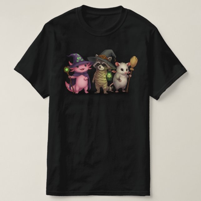 T-shirt Raccoon éffrayant Axolotl | Halloween piqûres effr (Design devant)