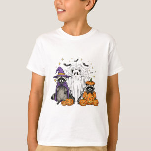 T-shirt Raccoon éffrayant Et Feral Halloween Ghost Witch T