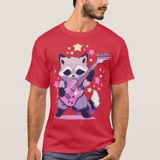 T-shirt Raccoon en lunettes de soleil Guitare Rock et Roll