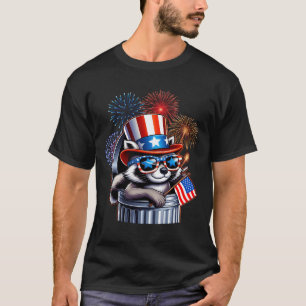 T-shirt Raccoon En Trash 4 Juillet Drapeau Américain Patri