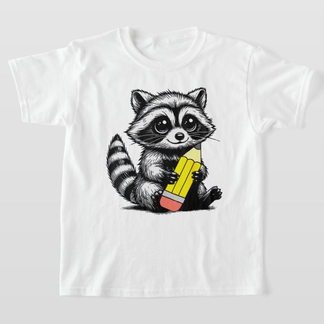 T-shirt Raccoon et crayon Cute Raccoon Enseignant (Poser)