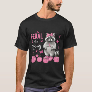 T-shirt Raccoon Feral Et Fort Cancer Du Sein Guerrier Fig