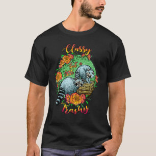 T-shirt Raccoon Floral Classé Mais Un Peu Trashy Racoon