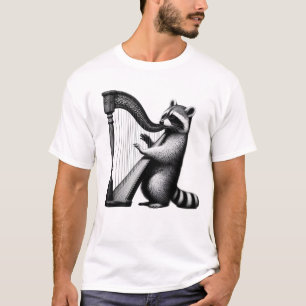 T-shirt Raccoon Jouer Harpist Harp Joueur Harp