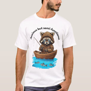 T-shirt Raccoon pêche anxieuse mais semi-fonctionnelle