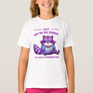 T-shirt Raccoon violet convivial avec texte relaxant