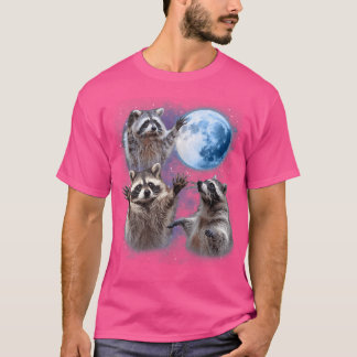 T-shirt Raccoons hurlant Sur La Chemise Lune - Drôle Racco