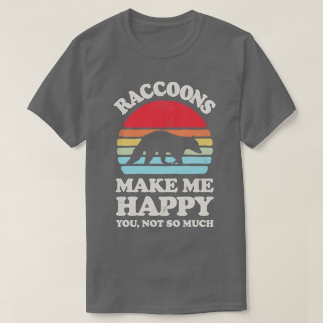 T-shirt Raccoons me rendre heureux Sunset Retro pour homme (Design devant)