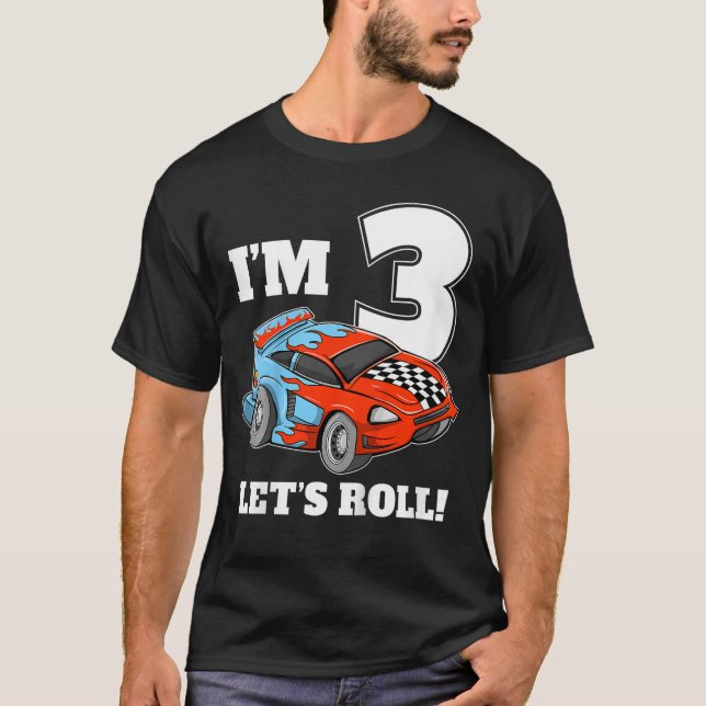 T-shirt Race 3rd Birthday Boy Toddler 3 Three Racing Drive (Devant)