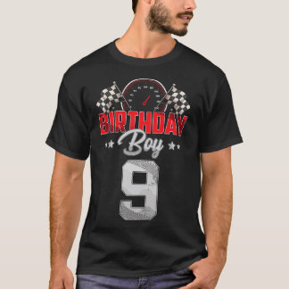 T-shirt Race Car 9e anniversaire Boy Party Racing 9 ans