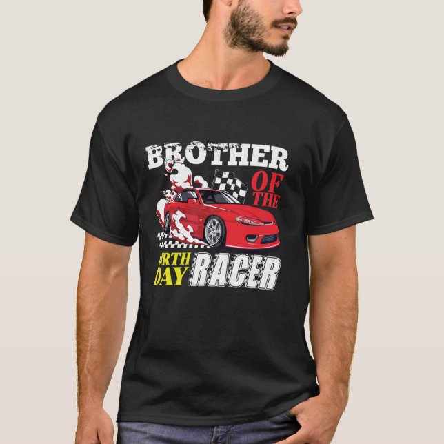 T-shirt Race Car Party Frère De L'Anniversaire Racer Racin (Devant)
