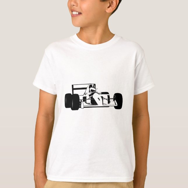 T-shirt Race Car Silhouette noir et blanc (Devant)