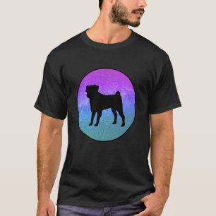 T-shirt Race de chien Chien Pug Silhouette Espace Galaxie