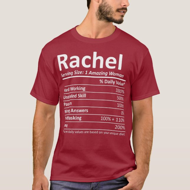 T-shirt RACHEL Nutrition Nom personnalisé Drôle cadeau (Devant)