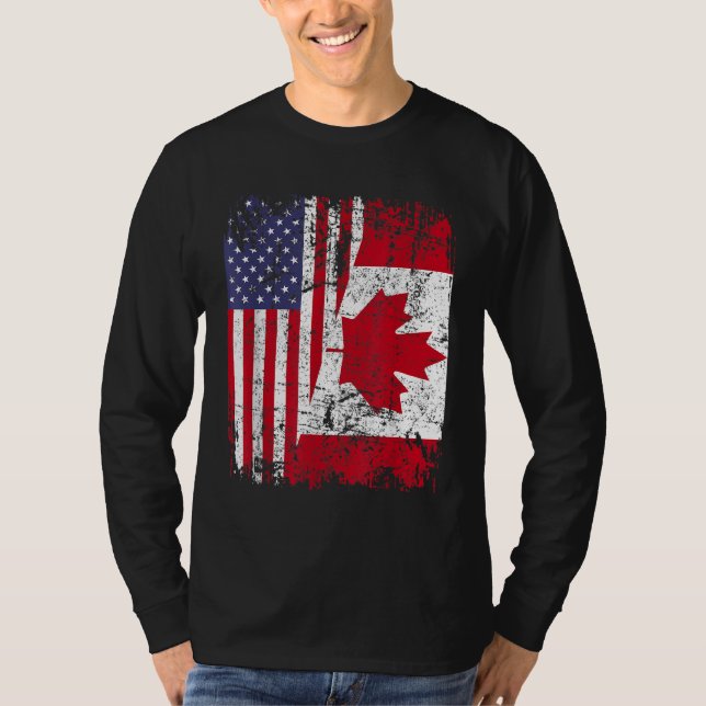 T-shirt RACINE CANADIENNE Drapeau semi-américain CANADA (Devant)