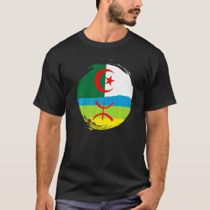T-shirt Racines algériennes Drapeau à moitié Amazigh Fiers