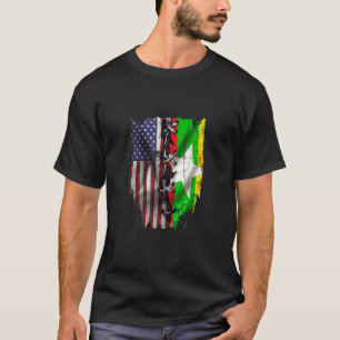 T-shirt Racines birmanes cultivées en Amérique Drapeau USA