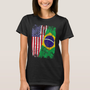 T-shirt RACINES BRÉSILIENNES Demi drapeau américain BRÉSIL