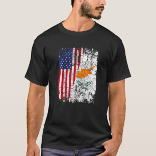 T-shirt RACINES CHYPRIOTES Demi Drapeau Américain ÉTATS-UN