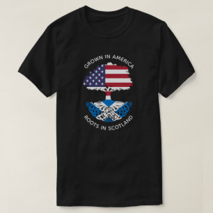T-shirt Racines Écossaises-Américaines En Ecosse Arbre Cel