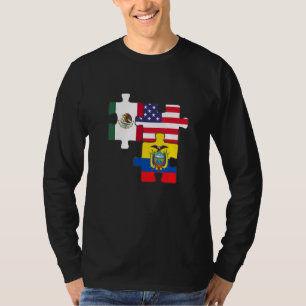 T-shirt Racines Mexicaine Et Équatorienne Plus Drapeau Amé