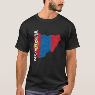 T-shirt Racines mongoles Drapeau de la Mongolie Carte Fier