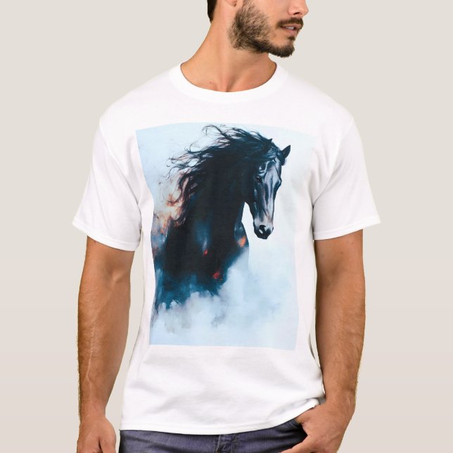 T-shirt  Racing Black Horse Portrait Minimalist (Devant)
