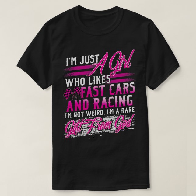 T-shirt Racing Girl Qui Aime Les Voitures Rapides Et Racin (Design devant)