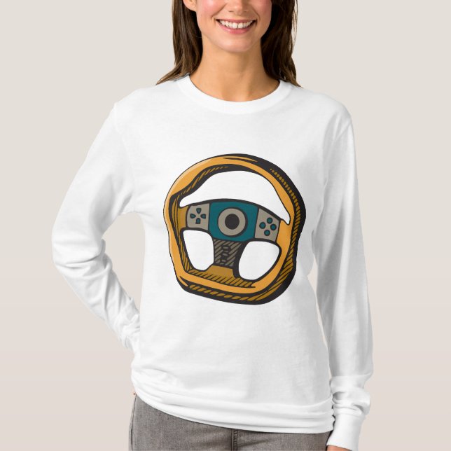 T-shirt Racing Steering Wheel Controller Gamer (Devant)